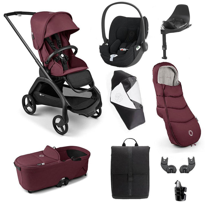 Bugaboo Dragonfly Ultimate + Cloud T Travel System-Travel Systems-Dark Cherry- | Natural Baby Shower