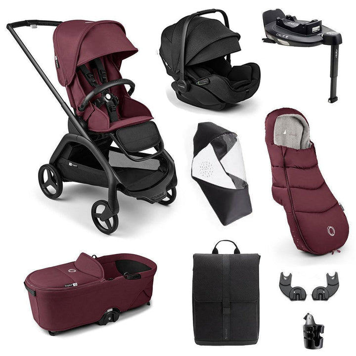 Bugaboo Dragonfly Ultimate + Otter Travel System-Travel Systems-Dark Cherry- | Natural Baby Shower