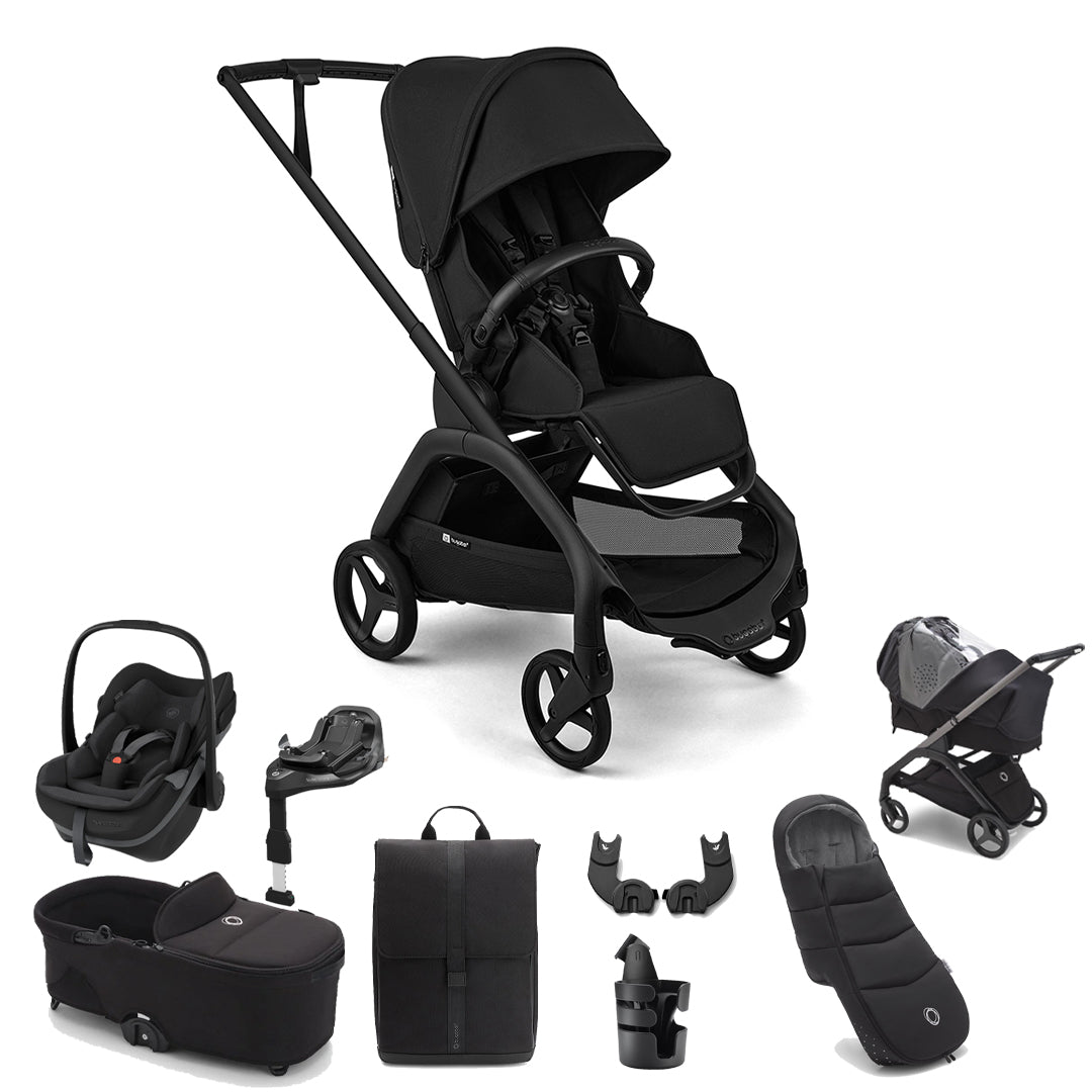 Bugaboo Dragonfly Plus Ultimate + Pebble Slide Pro Travel System-Travel Systems-Heritage Black- | Natural Baby Shower