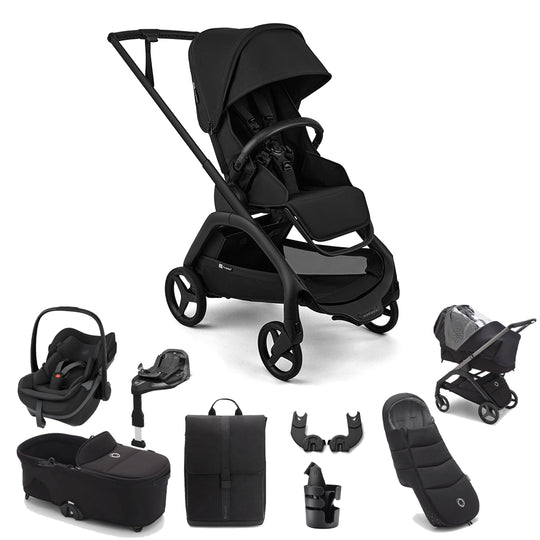 Bugaboo Dragonfly Plus Ultimate + Pebble Slide Pro Travel System-Travel Systems-Heritage Black- | Natural Baby Shower