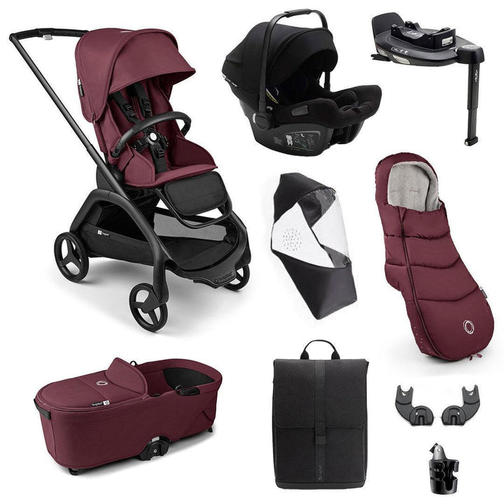 Bugaboo Dragonfly Ultimate + Turtle Air Travel System-Travel Systems-Dark Cherry- | Natural Baby Shower