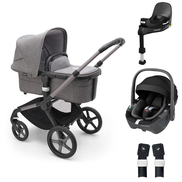 Bugaboo Fox 5 Complete Pushchair + Pebble 360/360 Pro Travel System - Grey Melange-Travel Systems-Pebble 360 i-Size Car Seat-Pebble 360 Pro Base | Natural Baby Shower