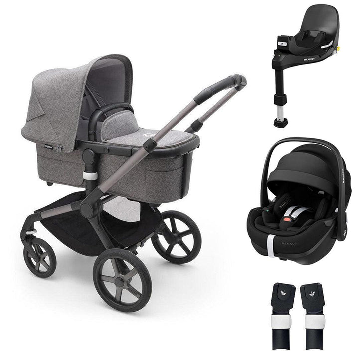 Bugaboo Fox 5 Complete Pushchair + Pebble 360/360 Pro Travel System - Grey Melange-Travel Systems-Pebble 360 Pro Car Seat-Pebble 360 Pro Base | Natural Baby Shower