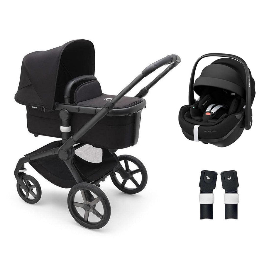 Bugaboo Fox 5 Complete Pushchair + Pebble 360/360 Pro Travel System - Midnight Black-Travel Systems-Pebble 360 Pro Car Seat-No Base | Natural Baby Shower