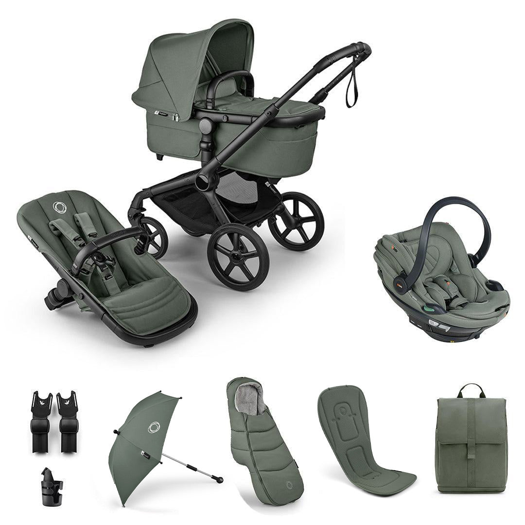 Bugaboo Fox 5 Renew Ultimate + BeSafe Go Beyond Travel System-Travel Systems-Forest Green-No Base | Natural Baby Shower