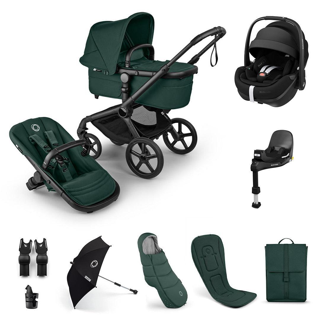 Bugaboo Fox 5 Renew Ultimate + Pebble Pro 2 Travel System-Travel Systems-Fern Green-With Base | Natural Baby Shower