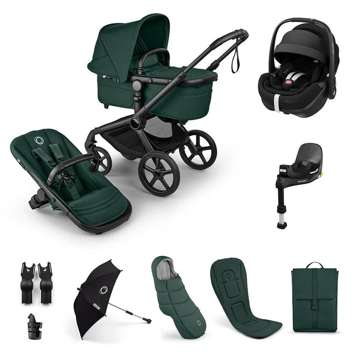 Bugaboo Fox 5 Renew Ultimate + Pebble Pro 2 Travel System-Travel Systems-Fern Green-With Base | Natural Baby Shower