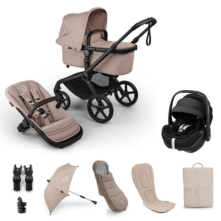 Bugaboo Fox 5 Renew Ultimate + Pebble Pro 2 Travel System-Travel Systems-Desert Taupe-No Base | Natural Baby Shower