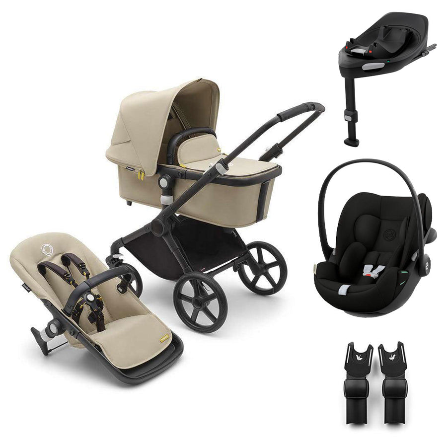 Bugaboo Fox Cub + Cloud G3 Travel System-Travel Systems-Desert Beige-With Base | Natural Baby Shower
