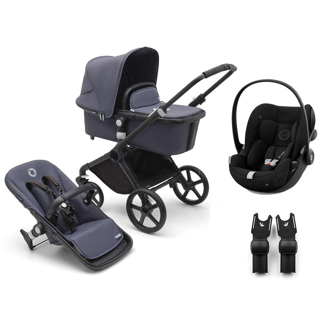 Bugaboo Fox Cub + Cloud G Travel System-Travel Systems-Stormy Blue-No Base | Natural Baby Shower