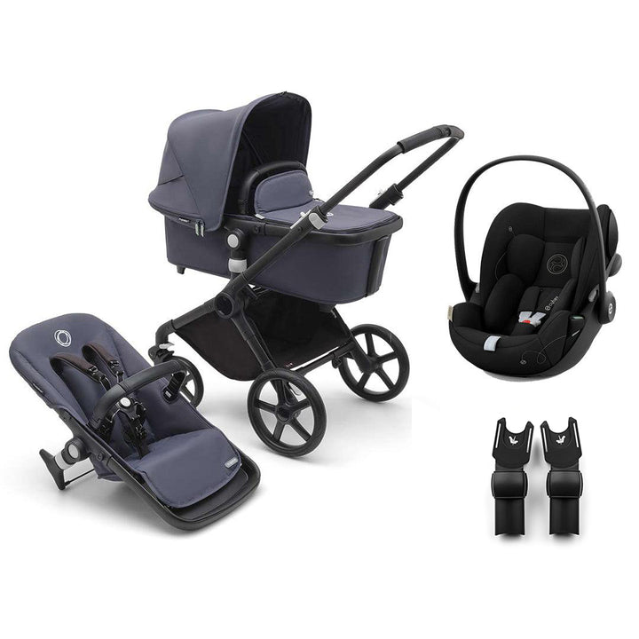 Bugaboo Fox Cub + Cloud G Travel System-Travel Systems-Stormy Blue-No Base | Natural Baby Shower