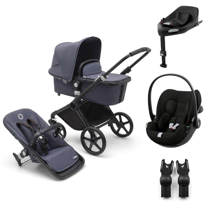 Bugaboo Fox Cub + Cloud G3 Travel System-Travel Systems-Stormy Blue-With Base | Natural Baby Shower