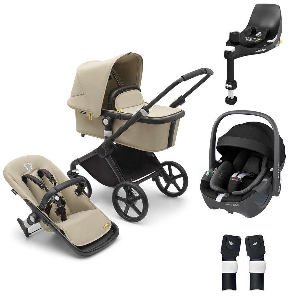 Bugaboo Fox Cub Complete Pushchair + Maxi Cosi 360 Travel System - Desert Beige-Travel Systems-Desert Beige-Pebble 360 Base | Natural Baby Shower
