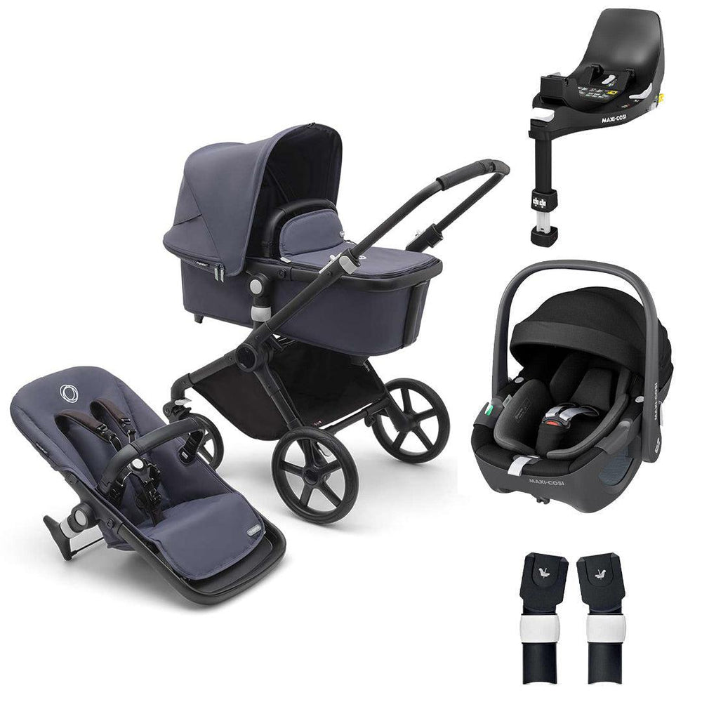 Bugaboo Fox Cub Complete Pushchair + Maxi Cosi 360 Travel System - Stormy Blue-Travel Systems-Stormy Blue-Pebble 360 Base | Natural Baby Shower