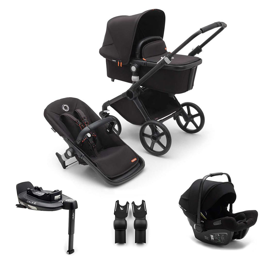 Bugaboo Fox Cub + Turtle Air Travel System-Travel Systems-Midnight Black-With Base | Natural Baby Shower