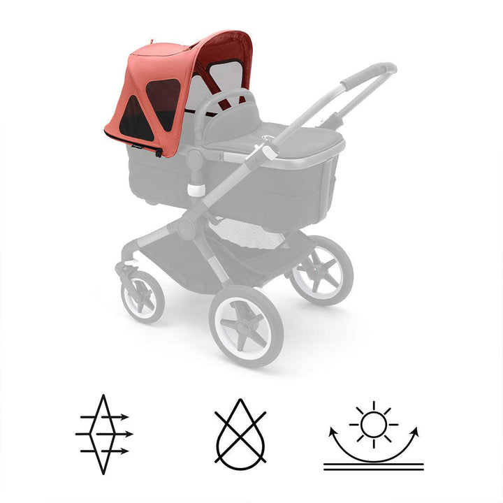 Bugaboo Fox/Fox Cub Breezy Sun Canopy V2 - Sunrise Red-Sun Covers-Sunrise Red- | Natural Baby Shower