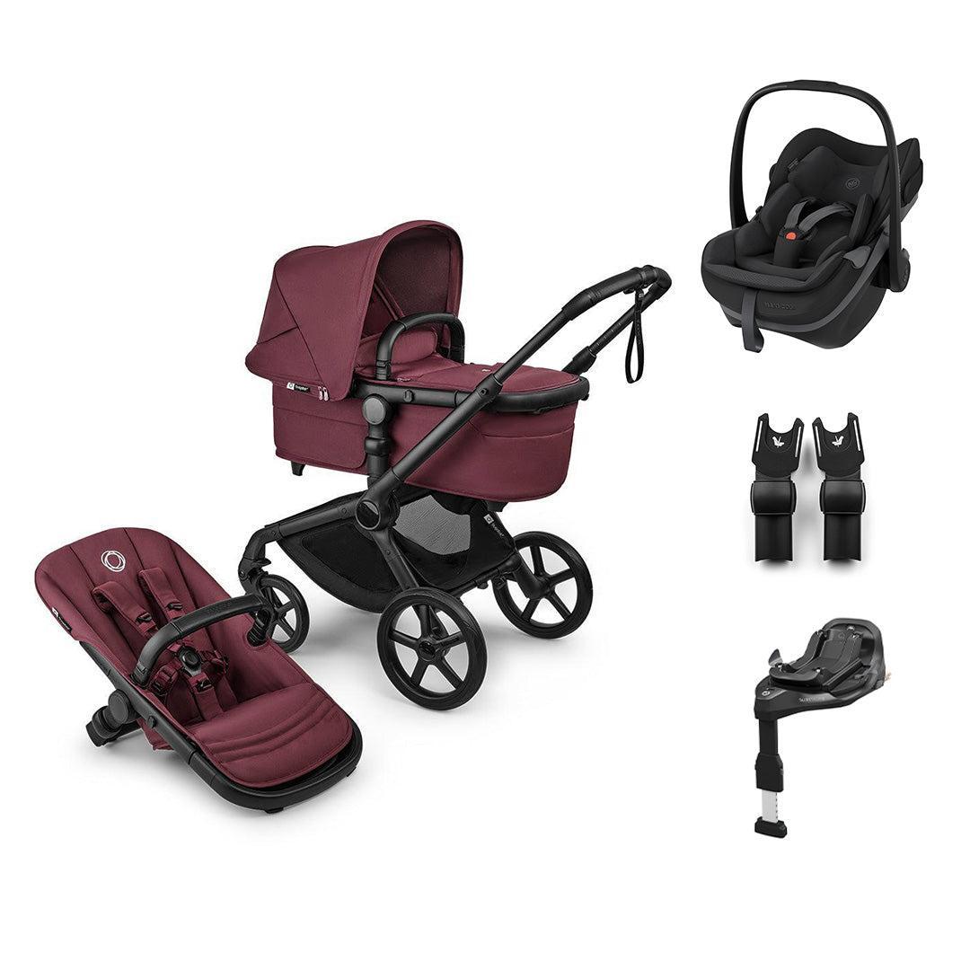 Bugaboo Fox 5 Renew Pebble Slide Pro Travel System-Travel Systems-Dark Cherry-With Base | Natural Baby Shower