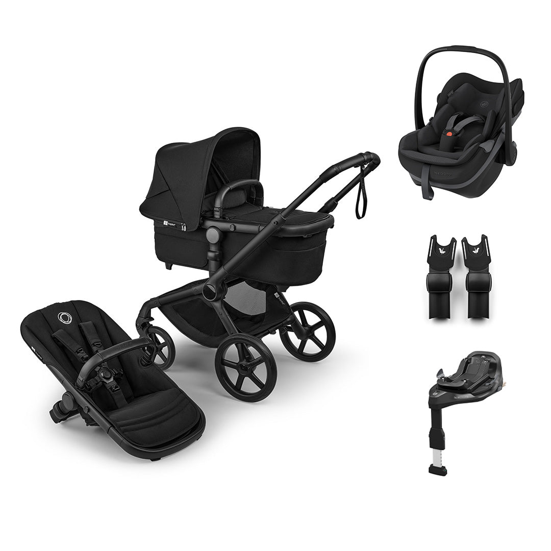 Bugaboo Fox 5 Renew Pebble Slide Pro Travel System-Travel Systems-Heritage Black-With Base | Natural Baby Shower