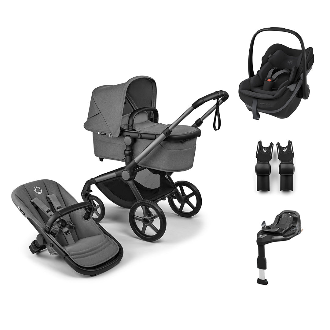 Bugaboo Fox 5 Renew Pebble Slide Pro Travel System-Travel Systems-Moon Grey-With Base | Natural Baby Shower