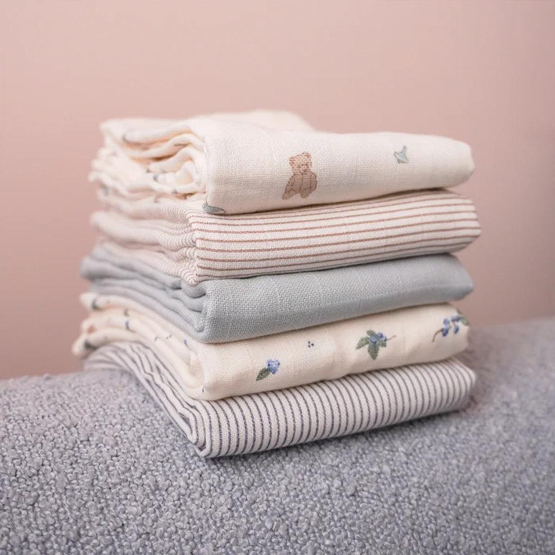 Cam Cam Copenhagen Muslin Cloth 3-Pack - Stripes Blue Multi-Mix-Muslin Squares-Multi-Mix- | Natural Baby Shower