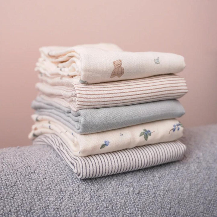 Cam Cam Copenhagen Muslin Cloth 3-Pack - Stripes Blue Multi-Mix-Muslin Squares-Multi-Mix- | Natural Baby Shower