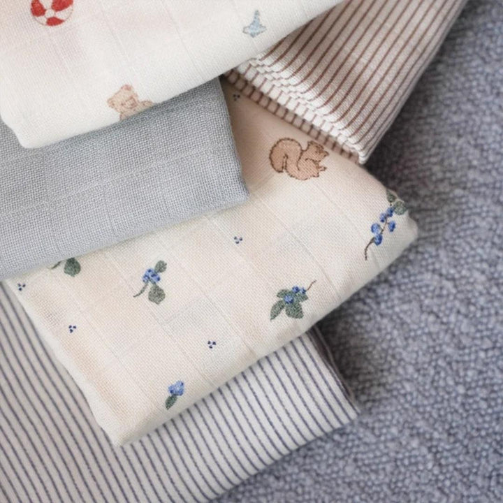 Cam Cam Copenhagen Muslin Cloth 3-Pack - Stripes Blue Multi-Mix-Muslin Squares-Multi-Mix- | Natural Baby Shower