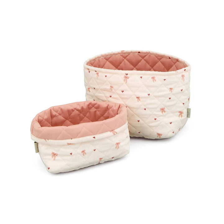Cam Cam Copenhagen Quilted Storage Basket Set of Two - Bows-Storage Baskets-Bows- | Natural Baby Shower