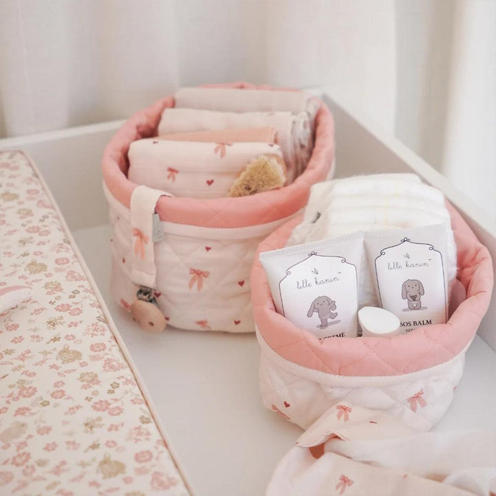Cam Cam Copenhagen Quilted Storage Basket Set of Two - Bows-Storage Baskets-Bows- | Natural Baby Shower