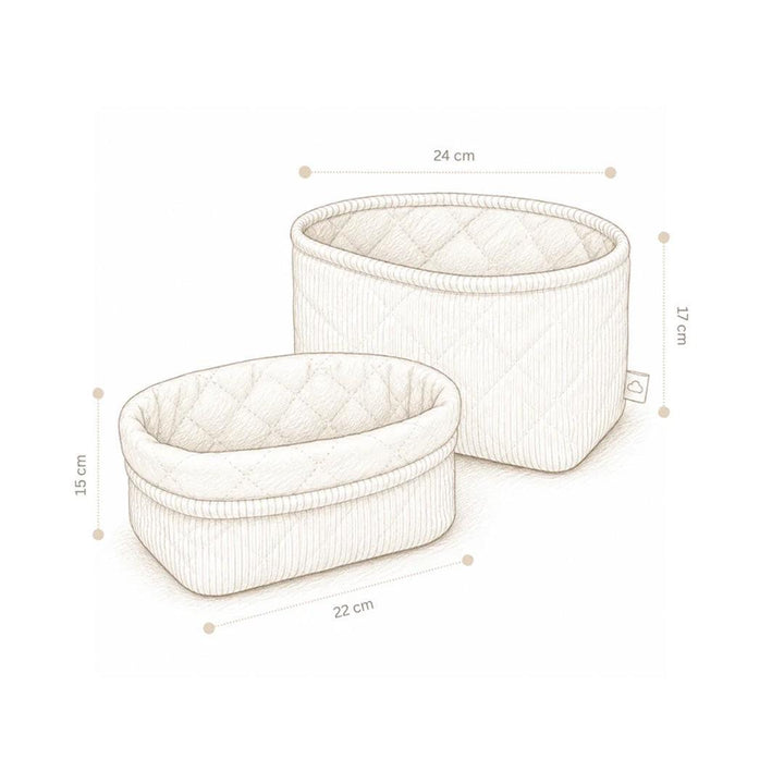 Cam Cam Copenhagen Quilted Storage Basket Set of Two - Lierre/Almond-Storage Baskets-Lierre/Almond- | Natural Baby Shower