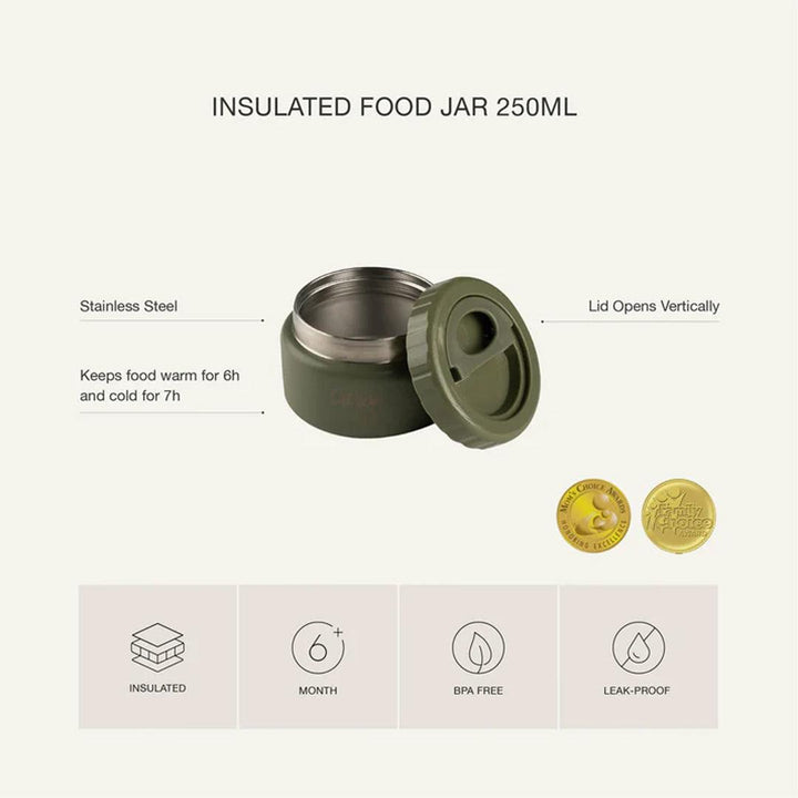 Citron Stainless Steel Insulated Food Jar - Green-Food Storage-Green-250ml | Natural Baby Shower