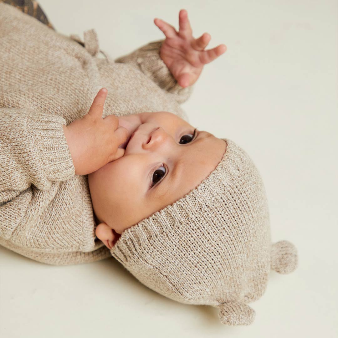 Claude & Co Hampton Oat Wrap Cardigan with Hat - Neutral-Cardigans-Neutral-0-3M | Natural Baby Shower