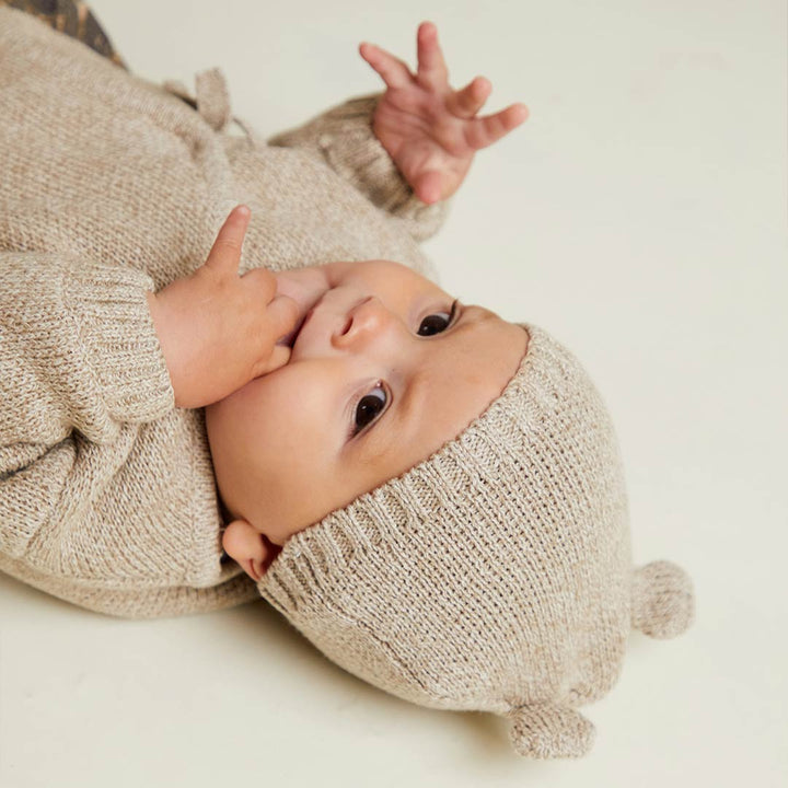 Claude & Co Hampton Oat Wrap Cardigan with Hat - Neutral-Cardigans-Neutral-0-3M | Natural Baby Shower