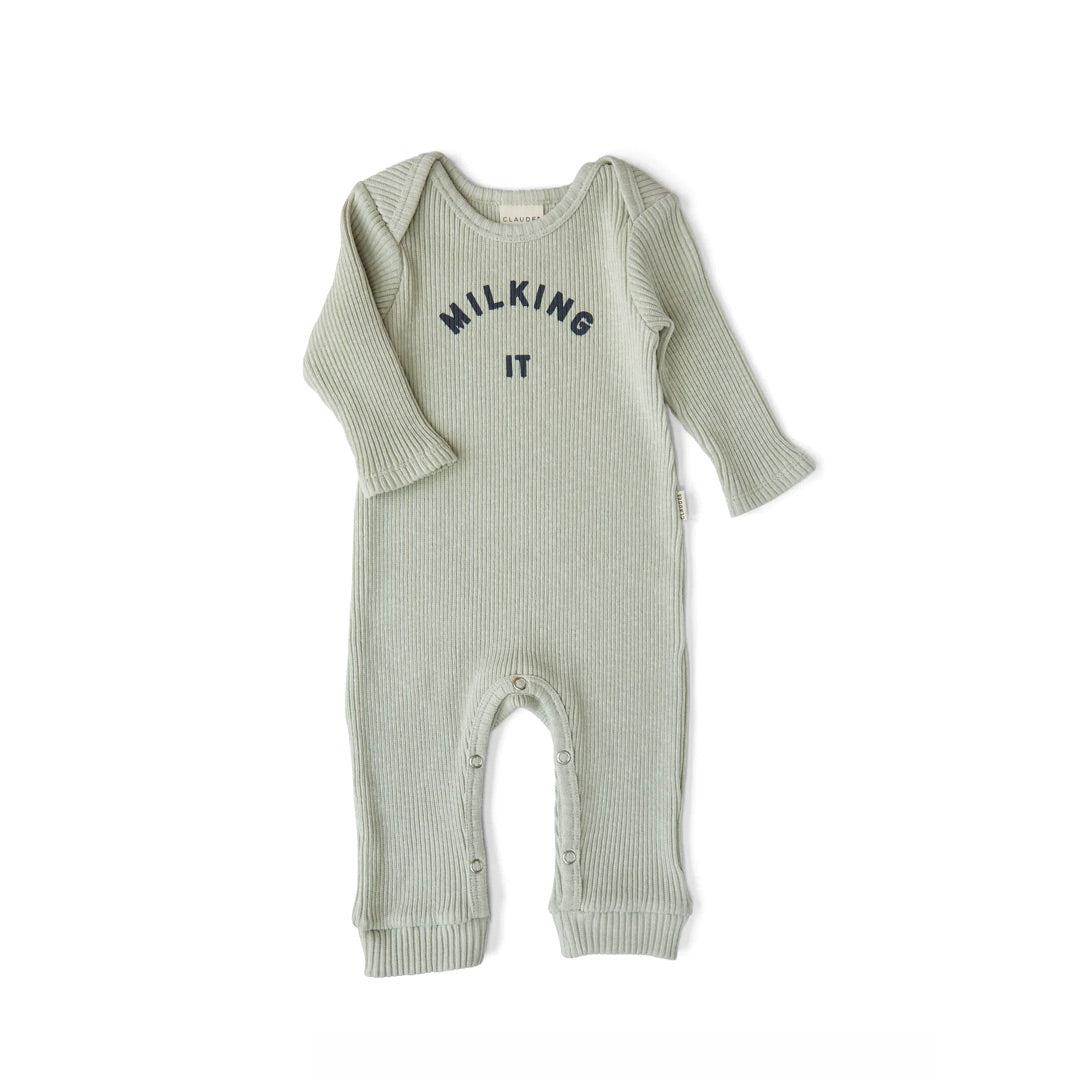 Claude & Co Milking It Onesie - Pistachio-Bodysuits-Pistachio-Newborn | Natural Baby Shower