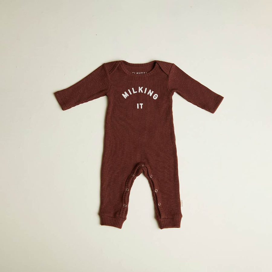 Claude & Co Milking It Plum Onesie - Plum-Sleepsuits-Plum-0-3M | Natural Baby Shower