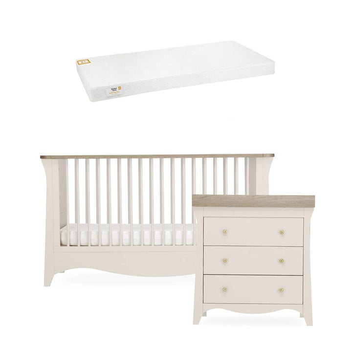 CuddleCo Clara 2 Piece Set 3-Drawer Dresser + Cot Bed  - Cashmere