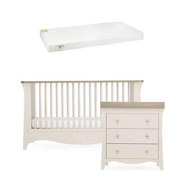 CuddleCo Clara 2 Piece Set 3-Drawer Dresser + Cot Bed  - Cashmere