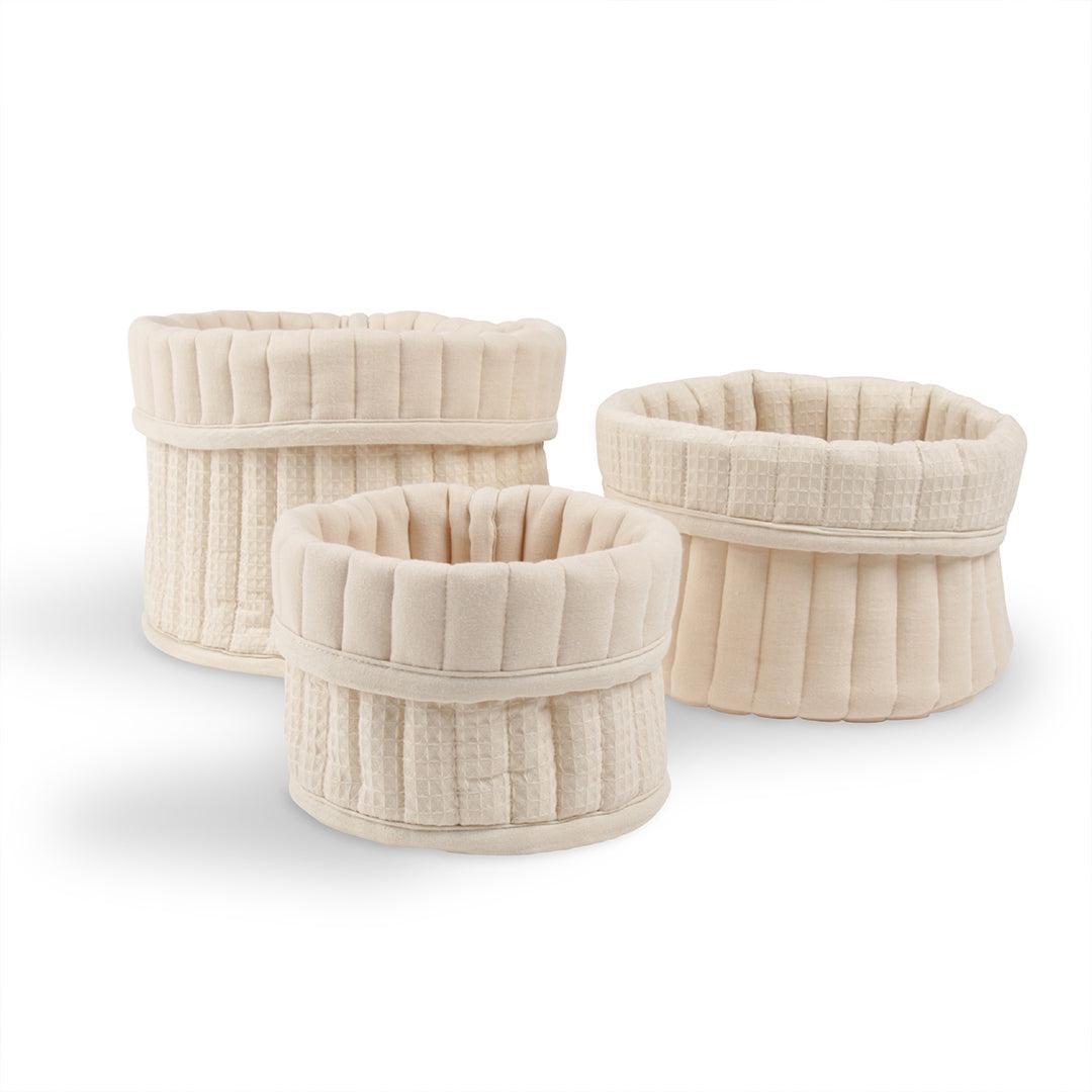 CuddleCo 3pk Storage Baskets - Cashmere Waffle-Storage Baskets-Cashmere Waffle- | Natural Baby Shower
