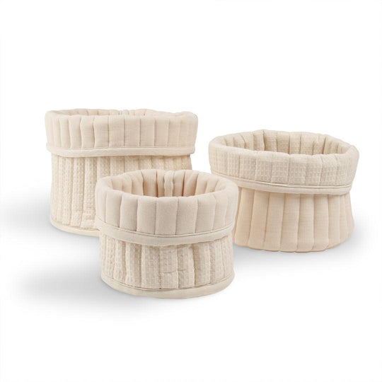 CuddleCo 3pk Storage Baskets - Cashmere Waffle-Storage Baskets-Cashmere Waffle- | Natural Baby Shower