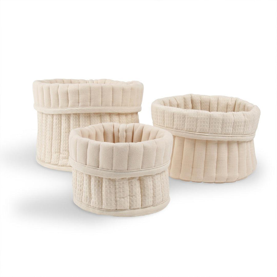 CuddleCo 3pk Storage Baskets - Cashmere Waffle-Storage Baskets-Cashmere Waffle- | Natural Baby Shower
