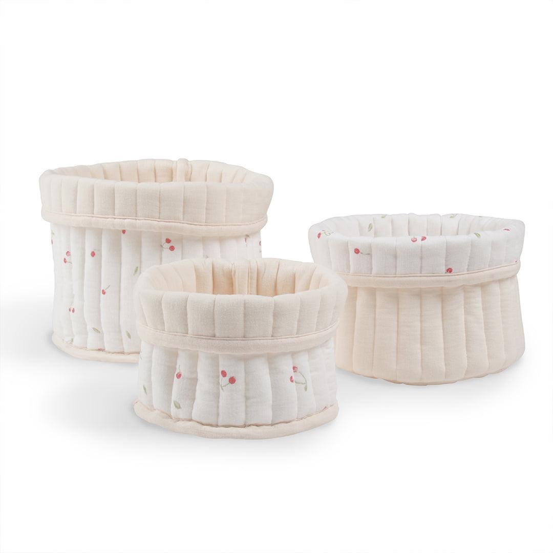 CuddleCo 3pk Storage Baskets - Ditsy Cherry-Storage Baskets-Ditsy Cherry- | Natural Baby Shower