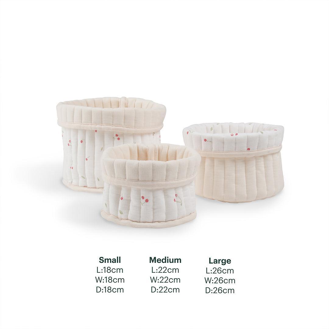 CuddleCo 3pk Storage Baskets - Ditsy Cherry-Storage Baskets-Ditsy Cherry- | Natural Baby Shower