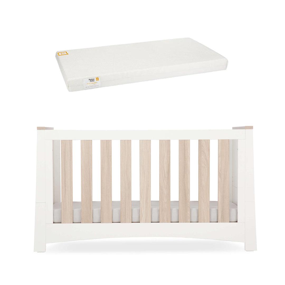 CuddleCo Ada Cot Bed - White/Ash-Cot Beds-White/Ash-First Gold Anti Allergy Foam Cot Bed Mattress | Natural Baby Shower