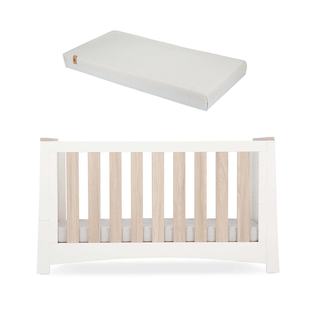 CuddleCo Ada Cot Bed - White/Ash-Cot Beds-White/Ash-Harmony Hypo Allergenic Bamboo Sprung Cot Bed Mattress | Natural Baby Shower