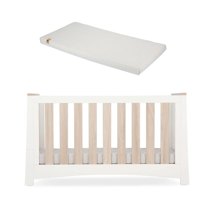CuddleCo Ada Cot Bed - White/Ash-Cot Beds-White/Ash-Lullaby Hypo Allergenic Bamboo Foam Cot Bed Mattress | Natural Baby Shower