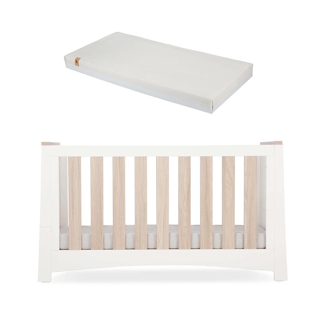 CuddleCo Ada Cot Bed - White/Ash-Cot Beds-White/Ash-Signature Hypo Allergenic Bamboo Pocket Sprung Cot Bed Mattress | Natural Baby Shower