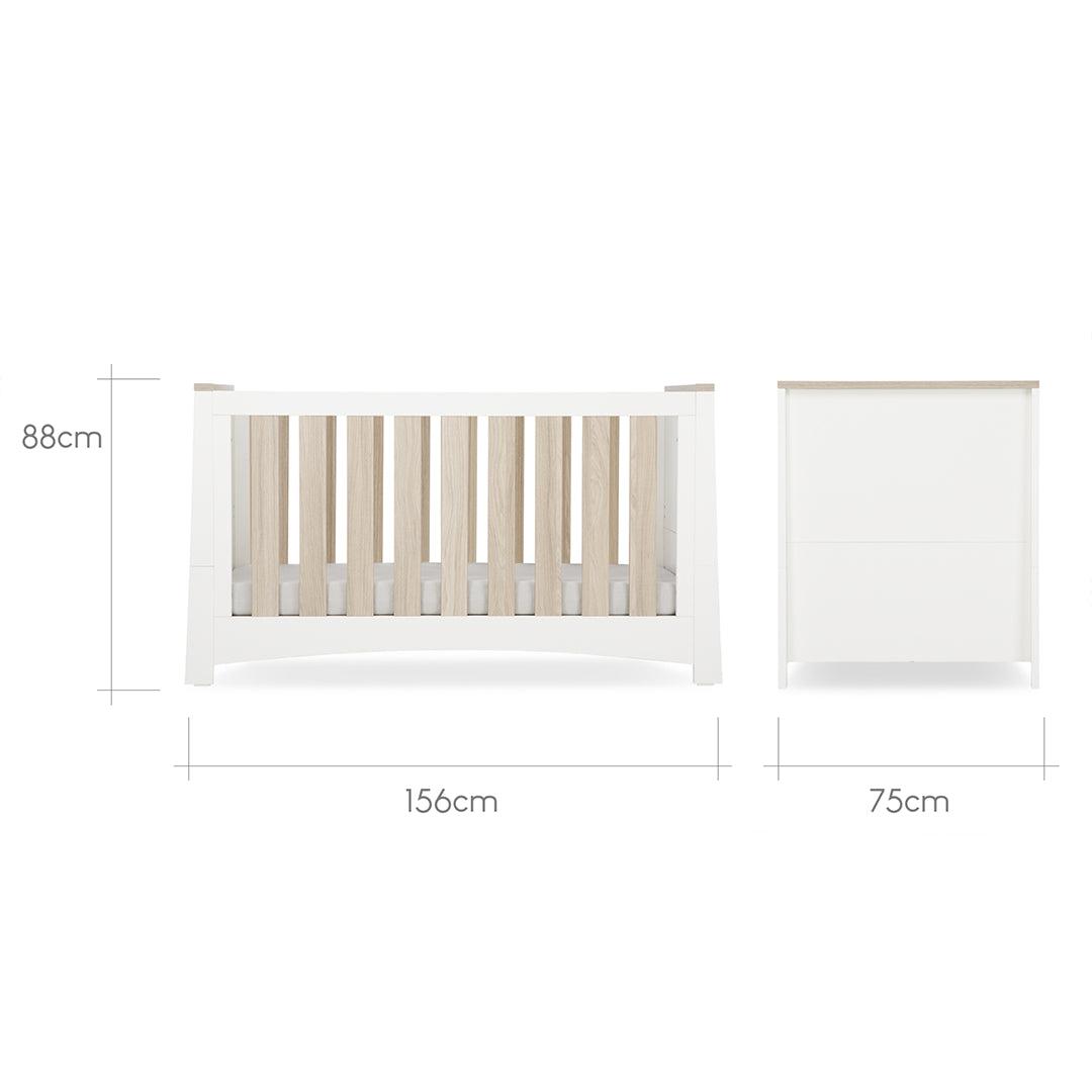 CuddleCo Ada 2 Piece Set 3-Drawer Dresser Cot Bed  - White/Ash