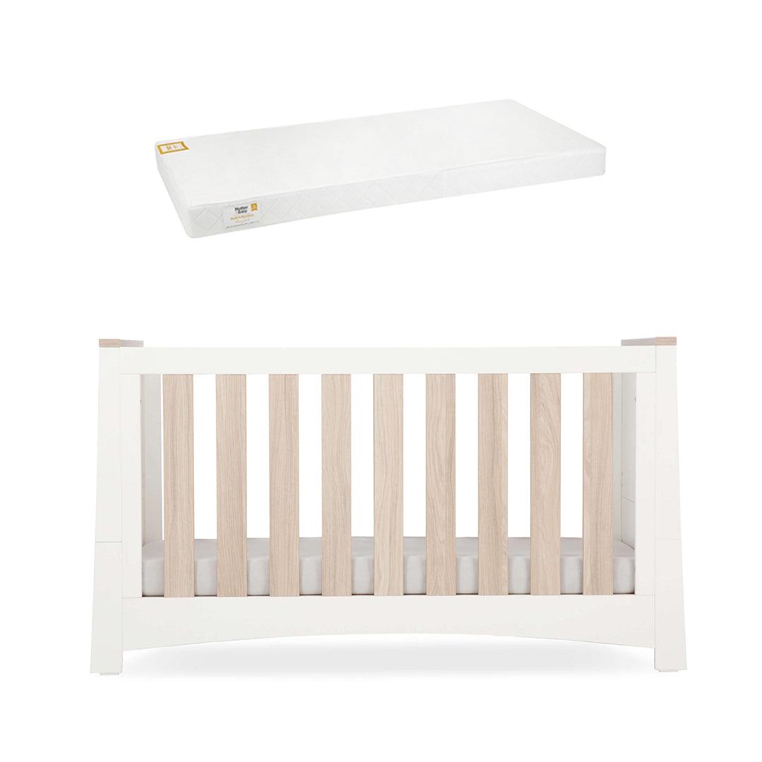 CuddleCo Ada Cot Bed - White/Ash-Cot Beds-White/Ash-Pure Gold Anti Allergy Coir Pocket Sprung Cot Bed Mattress | Natural Baby Shower
