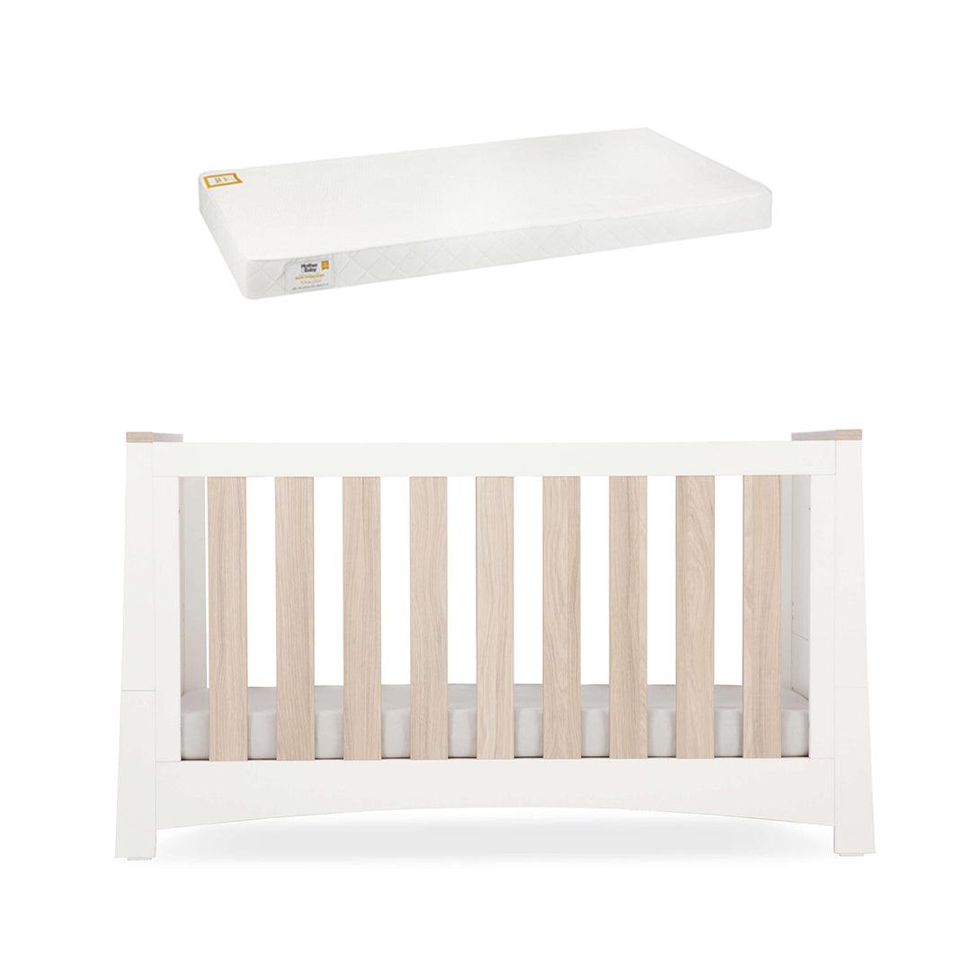 CuddleCo Ada Cot Bed - White/Ash-Cot Beds-White/Ash-White Gold Anti Allergy Pocket Sprung Cot Bed Mattress | Natural Baby Shower