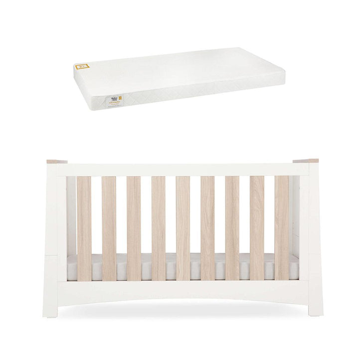 CuddleCo Ada Cot Bed - White/Ash-Cot Beds-White/Ash-White Gold Anti Allergy Pocket Sprung Cot Bed Mattress | Natural Baby Shower