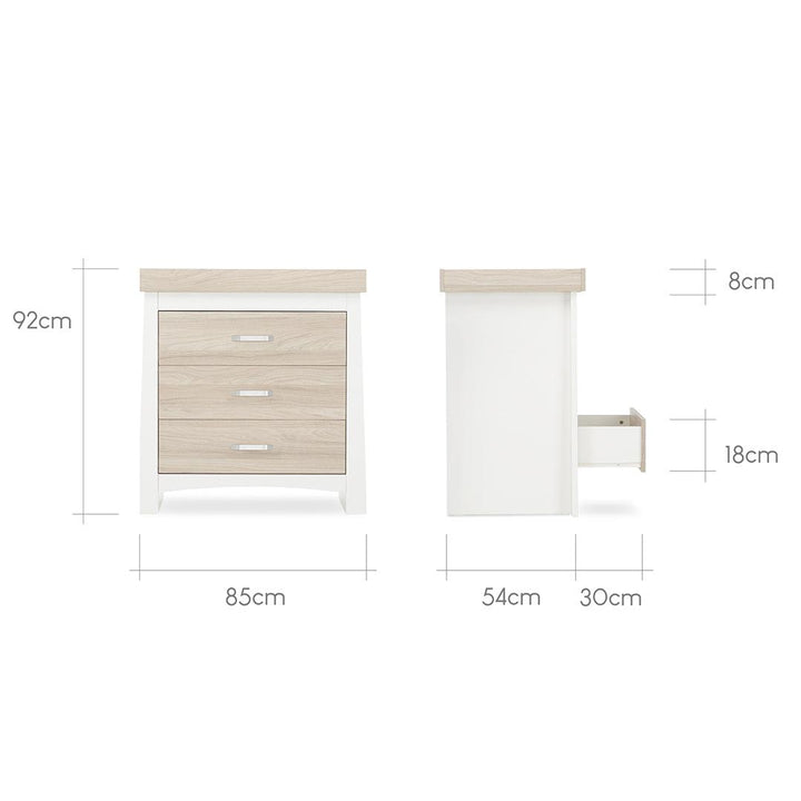 CuddleCo Ada 2 Piece Set 3-Drawer Dresser Cot Bed - White/Ash-Nursery Sets- | Natural Baby Shower